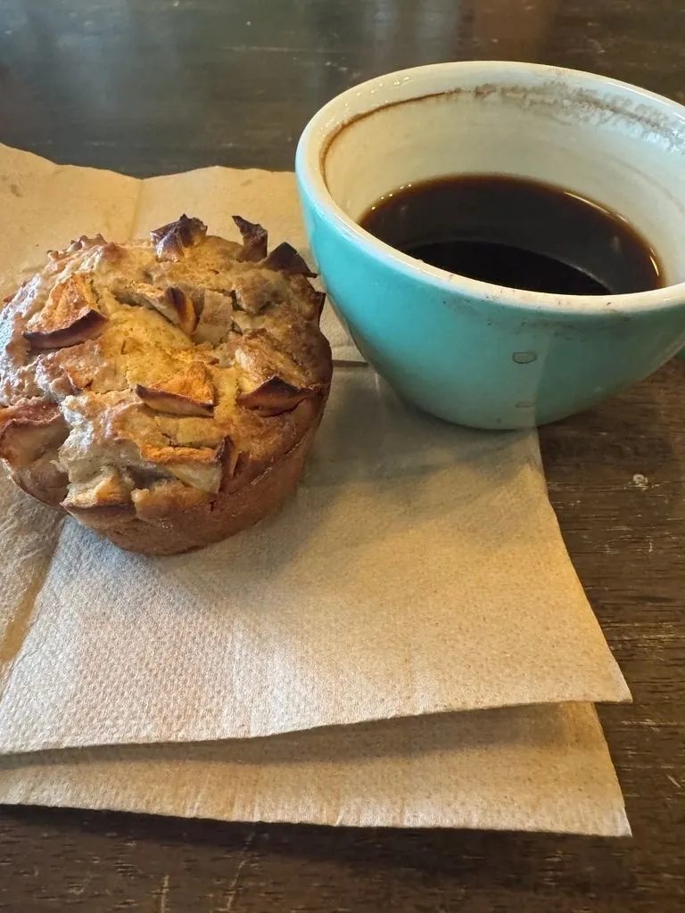 Muffin with a cup of black coffee